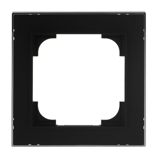 Abdeckrahmen mit Dekorring 1-fach schwarz matt/chrom - Busch-art linear®