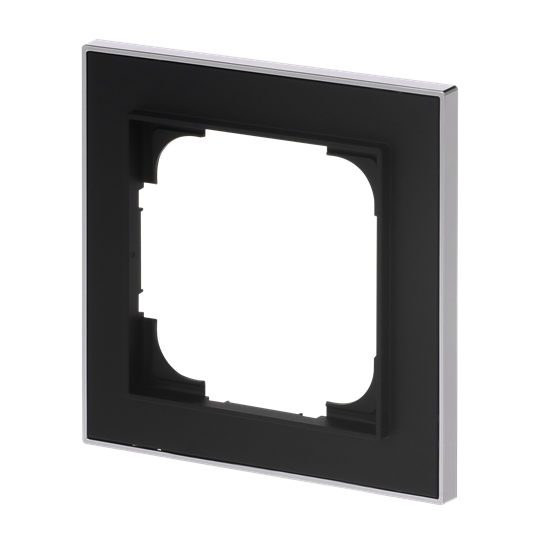 Abdeckrahmen mit Dekorring 1-fach schwarz matt/chrom - Busch-art linear®