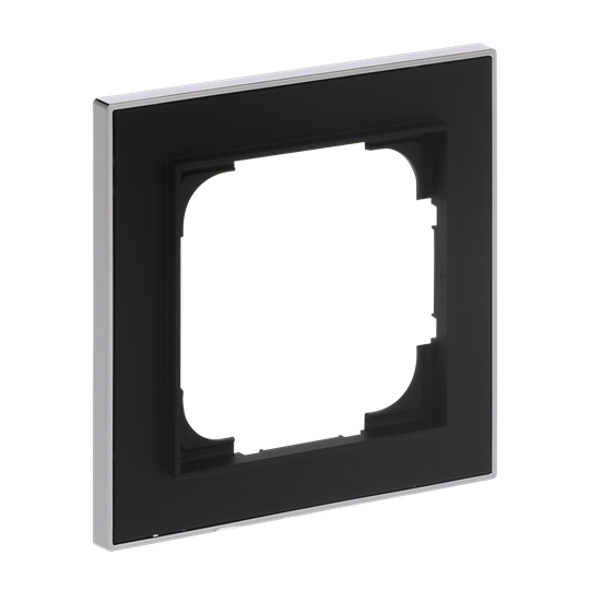 Abdeckrahmen mit Dekorring 1-fach schwarz matt/chrom - Busch-art linear®