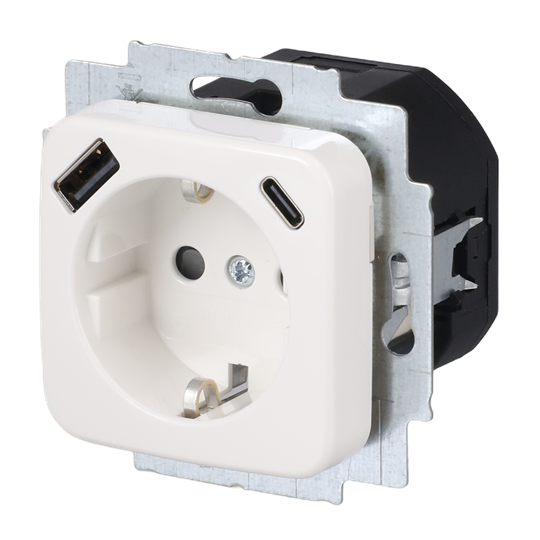 SCHUKO® USB-Steckdosen-Einsatz Safety+ mit USB A/C alpinweiß - Reflex SI
