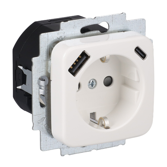 SCHUKO® USB-Steckdosen-Einsatz Safety+ mit USB A/C alpinweiß - Reflex SI