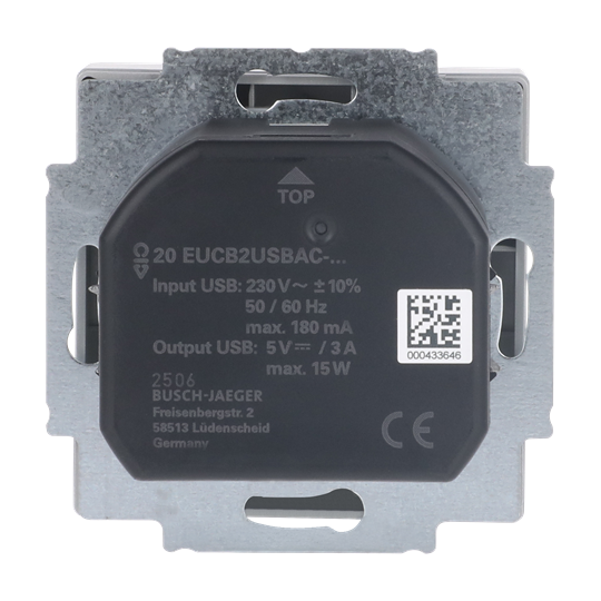 SCHUKO® USB-Steckdosen-Einsatz Safety+ mit USB A/C alusilber - Plattform 63