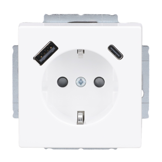 SCHUKO® USB-Steckdosen-Einsatz Safety+ mit USB A/C studioweiß - Plattform 63