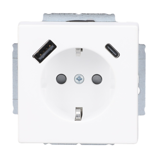 SCHUKO® USB-Steckdosen-Einsatz Safety+ mit USB A/C studioweiß matt -