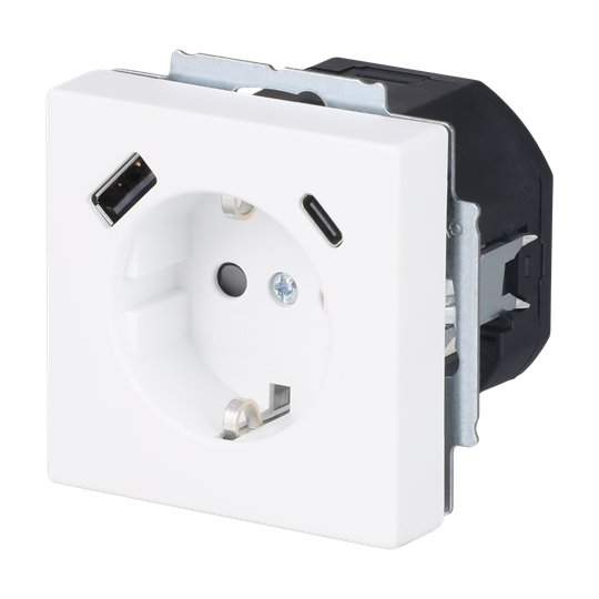 SCHUKO® USB-Steckdosen-Einsatz Safety+ mit USB A/C studioweiß matt -