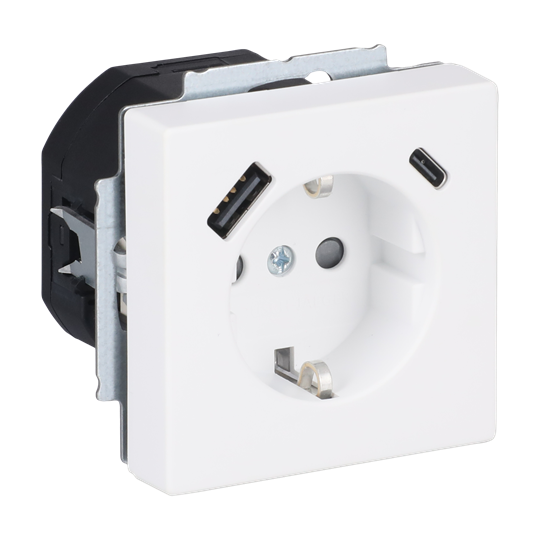 SCHUKO® USB-Steckdosen-Einsatz Safety+ mit USB A/C studioweiß matt -
