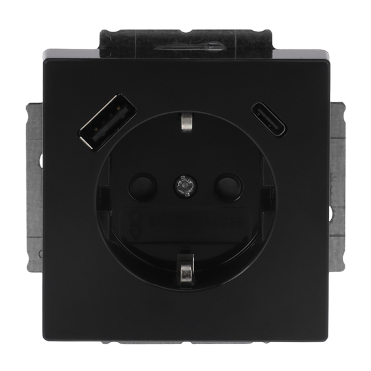 SCHUKO® USB-Steckdosen-Einsatz Safety+ mit USB A/C schwarz matt - Plattform 63