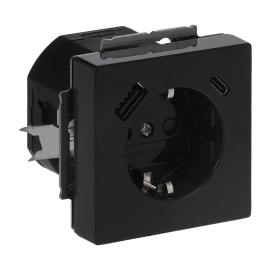 SCHUKO® USB-Steckdosen-Einsatz Safety+ mit USB A/C schwarz matt - Plattform 63