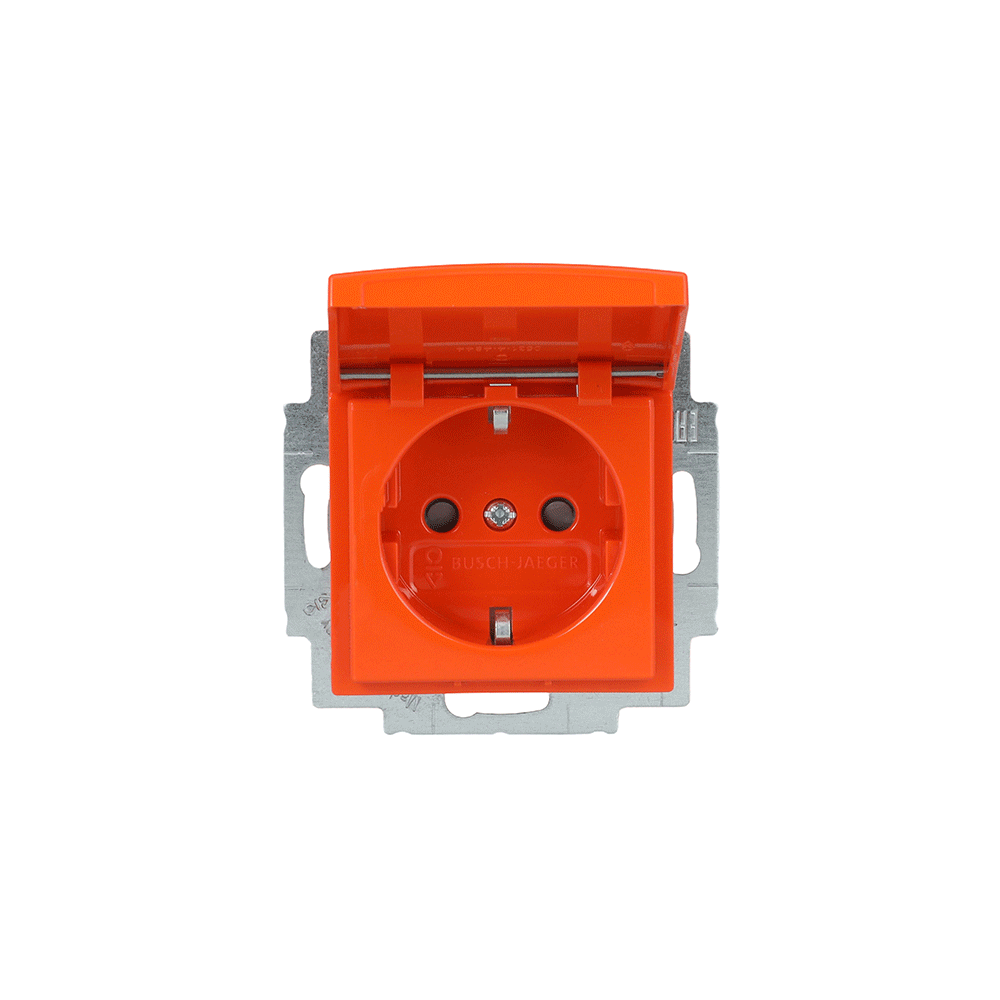 SCHUKO® Steckdosen-Einsatz Safety+ mit Klappdeckel orange - Busch-balance® SI