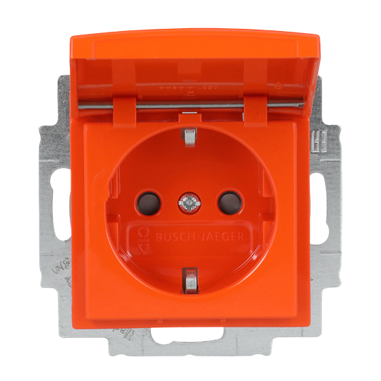 SCHUKO® Steckdosen-Einsatz Safety+ mit Klappdeckel orange - Busch-balance® SI