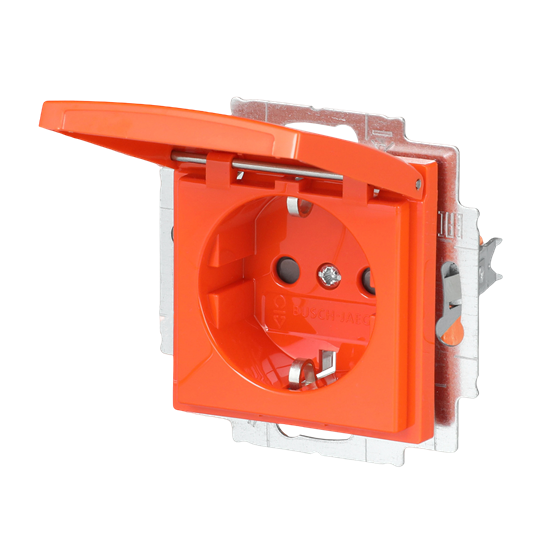 SCHUKO® Steckdosen-Einsatz Safety+ mit Klappdeckel orange - Busch-balance® SI