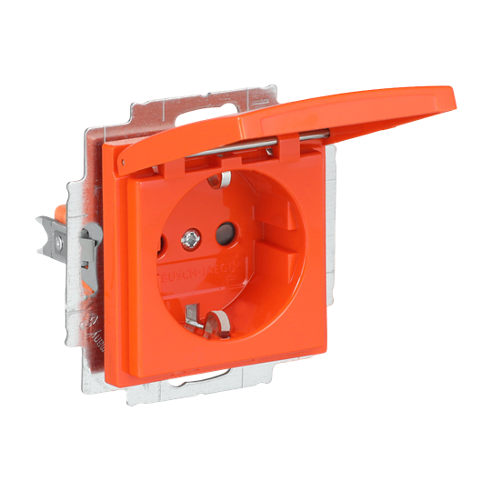 SCHUKO® Steckdosen-Einsatz Safety+ mit Klappdeckel orange - Busch-balance® SI