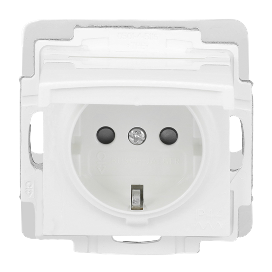SCHUKO® Steckdosen-Einsatz IP44 Safety+ mit Klappdeckel alpinweiß -