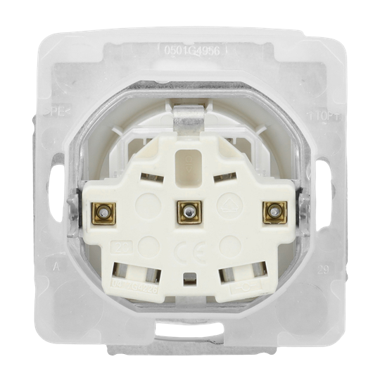 SCHUKO® Steckdosen-Einsatz IP44 Safety+ mit Klappdeckel alpinweiß -