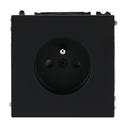 Steckdosen-Einsatz mit Erdungsstift Safety+ schwarz matt - Busch-art linear®