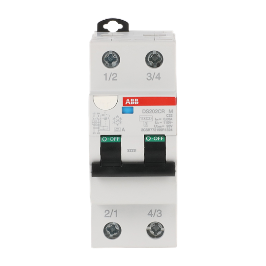 Disjoncteur FI/LS 10 kA, 2P, Type A, C32, 30 mA 50/60 Hz, 110 V 2 unités de division
