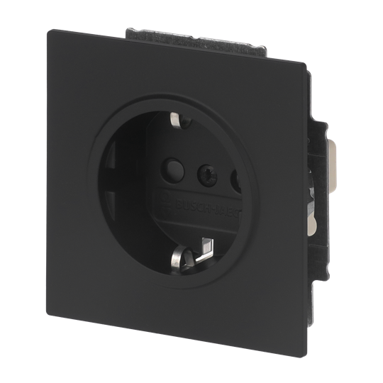 SCHUKO® Steckdosen-Einsatz Safety+ ohne Spreize schwarz matt - Busch-art linear®