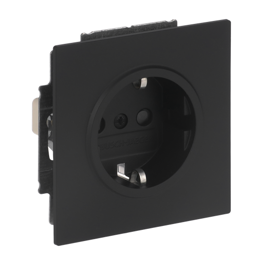 SCHUKO® Steckdosen-Einsatz Safety+ ohne Spreize schwarz matt - Busch-art linear®