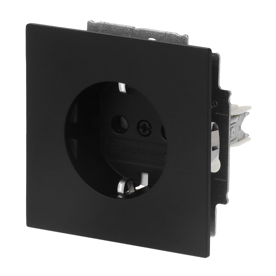 SCHUKO® Steckdosen-Einsatz Ausführung "flat" Safety+ schwarz matt - Busch-art