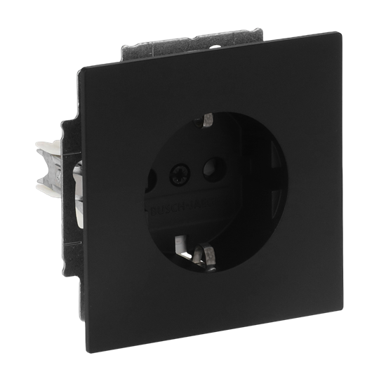 SCHUKO® Steckdosen-Einsatz Ausführung "flat" Safety+ schwarz matt - Busch-art