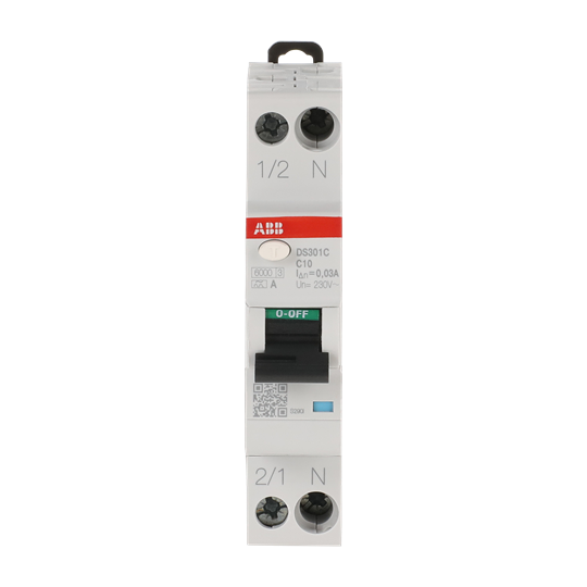 Interrupteur FI/LS 6kA, 1P+N, Type A, C10, 30mA 1 unité de division