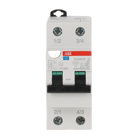 Disjoncteur FI/LS 10 kA, 2P, Type A, B25, 30 mA AP-R à temporisation courte 2 TE
