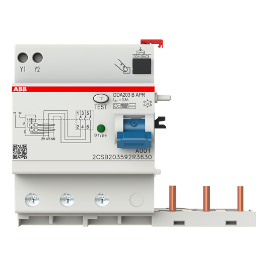 Bloc FI pour S203/S303 3P, allstromsensitiv, 63A, 300mA