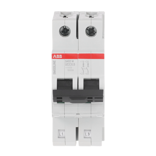 Disjoncteur C, 0,5 A, 250 V DC, 2P, 50 kA, enfichable