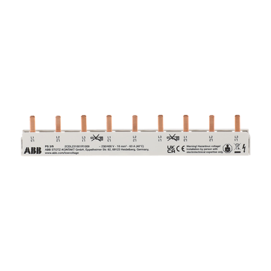 Barre de phase 3 phases, 9 broches, 9 TE, 10 mm², non coupable