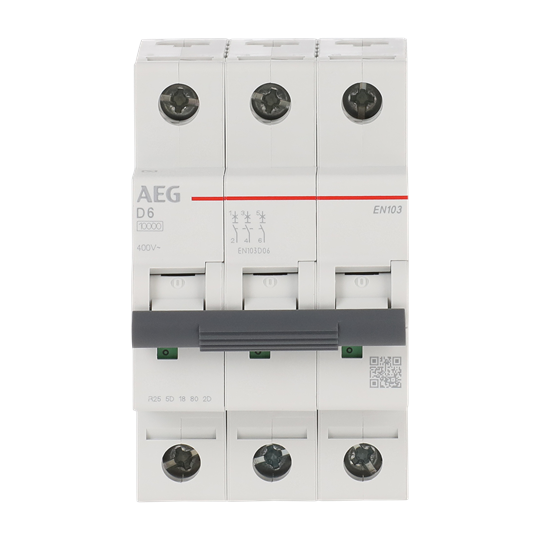 Disjoncteur AEG ElfaPlus 10 kA, caractéristique D, 6 A, 3P