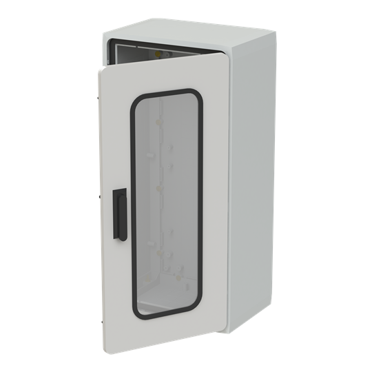 Schrank 1000x500x320 mit Fenstertür (Polycarbonat Fenster) IP54, IK07