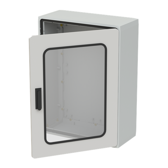 Schrank 1000x750x320 mit Fenstertür (Polycarbonat Fenster) IP54, IK07