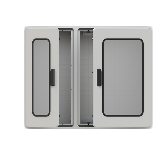 Schrank 1000x1250x320 mit Fenstertür Polycarbonat Fenster IP54, IK07