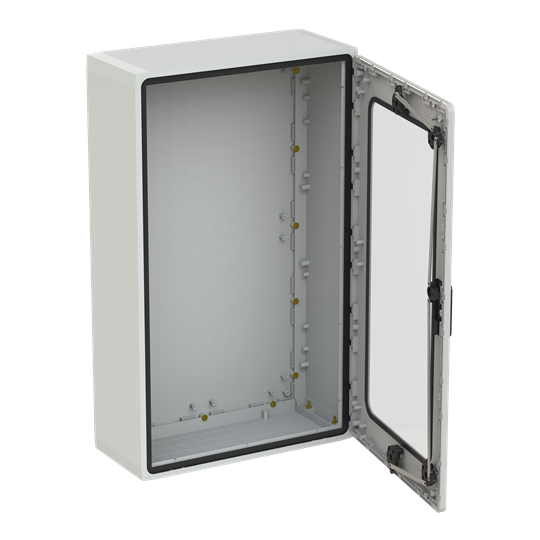 Schrank 1250x750x320 mit Fenstertür Polycarbonat Fenster IP54, IK07