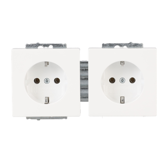 Prise SCHUKO® double studieuse blanche - Plateforme 63 avec disques centraux 2CKA002014A1487