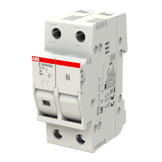 Sicherungs-Trennschalter, 1+N Pol, 32A für Sicherungseinsatz 10,3 x 38mm AC-22B