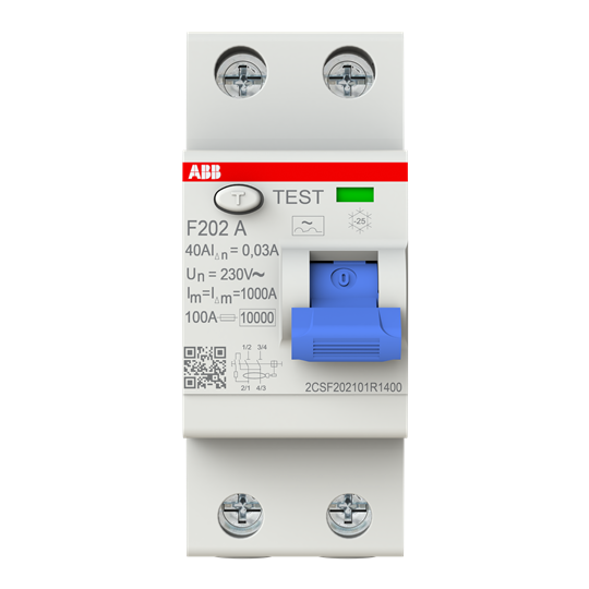 Disjoncteur différentiel 2P, Type A, 40A, 30mA
