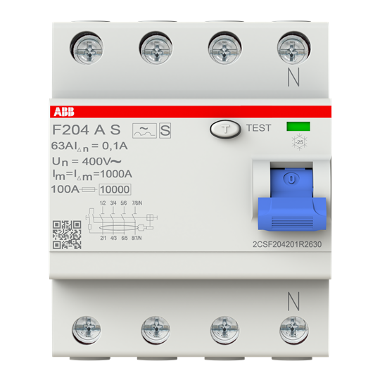 Disjoncteur différentiel 4P, Type A, 63A, 100mA, sélectif