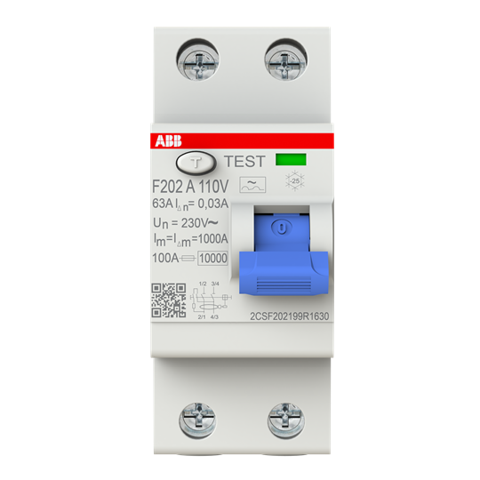 Disjoncteur différentiel de type A 110V RCCB, 2P, 63A, 30mA, pour réseau 110V AC