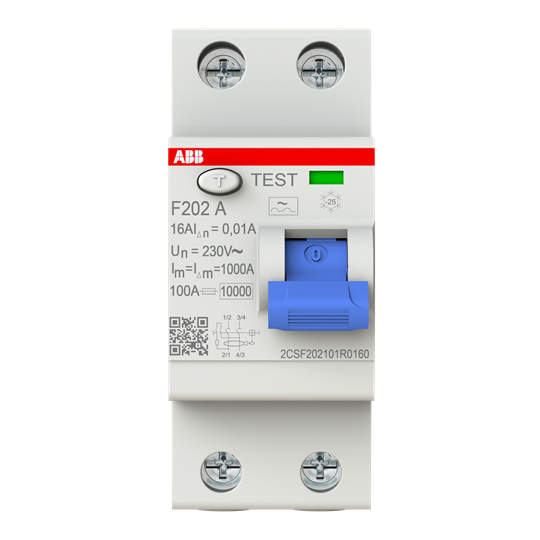 Disjoncteur différentiel 2P, Type A, 16A, 10mA