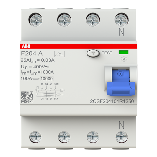 Disjoncteur différentiel 4P, Type A, 25A, 30mA
