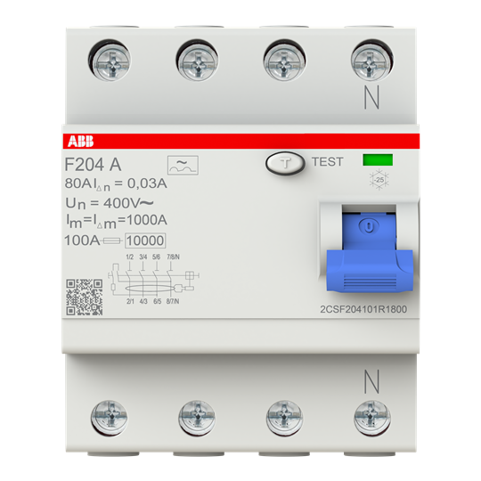 Disjoncteur différentiel 4P, Type A, 80A, 30mA