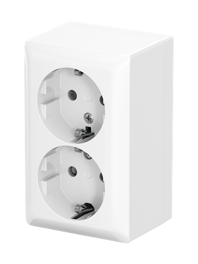 Prise double SCHUKO® Safety+ 16 A blanc alpin Busch-balance® AP