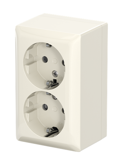 Douille SCHUKO® double Safety+ 16 A blanche Busch-balance® AP
