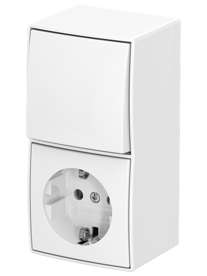 Combinaison interrupteur à bascule pour coupe et commutation/ Prise SCHUKO® Safety+