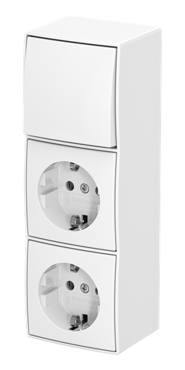 Combiné interrupteur à bascule mode arrêt/commutation SCHUKO® prise double Safety+