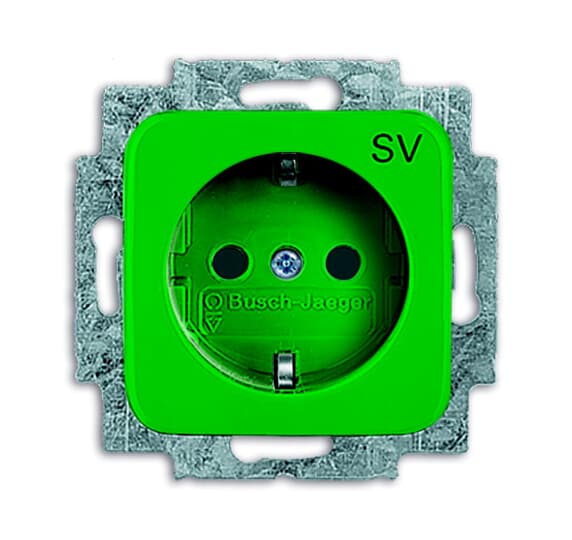 SCHUKO® Steckdosen-Einsatz mit Aufdruck SV grün - Reflex SI mit Aufdruck