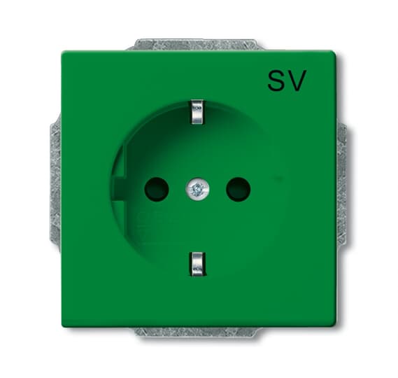 SCHUKO® Steckdosen-Einsatz mit Aufdruck SV Safety+ grün - Plattform 63