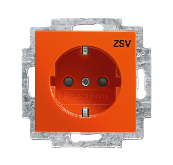 SCHUKO® Steckdosen-Einsatz mit Aufdruck ZSV Safety+ orange - Busch-balance® SI